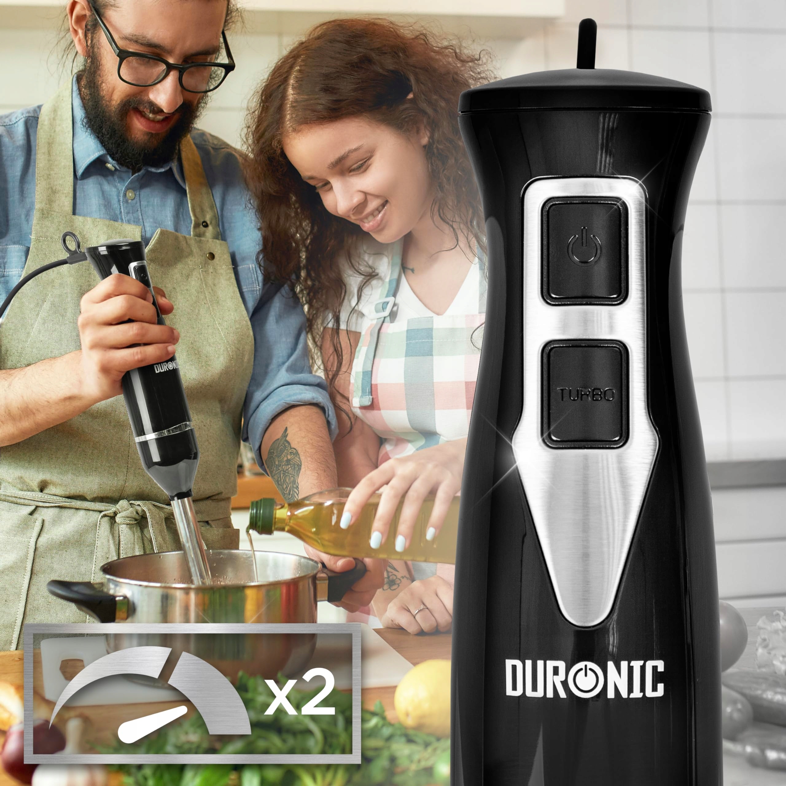 DURONIC HB35B Blender Ręczny 350W Stalowy Do Zup Smoothie Püree Sosów — miniatura 3