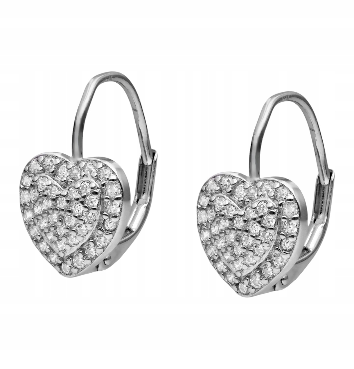 Stříbrné náušnice Ag 925 rhodiované srdíčka s kubickou zirkonií IM0800125ER