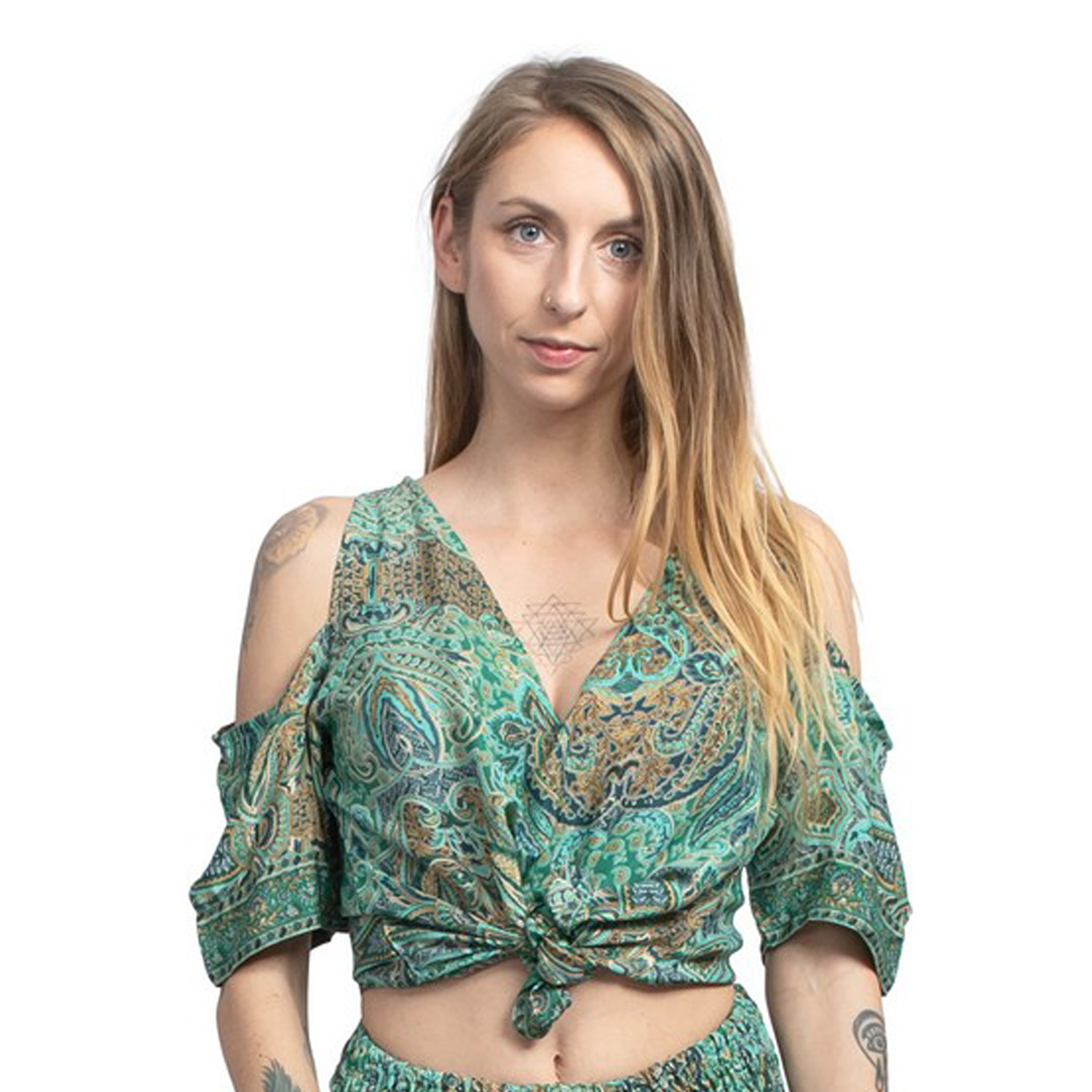 

Bluzka wiązana | top | zielona | L/XL