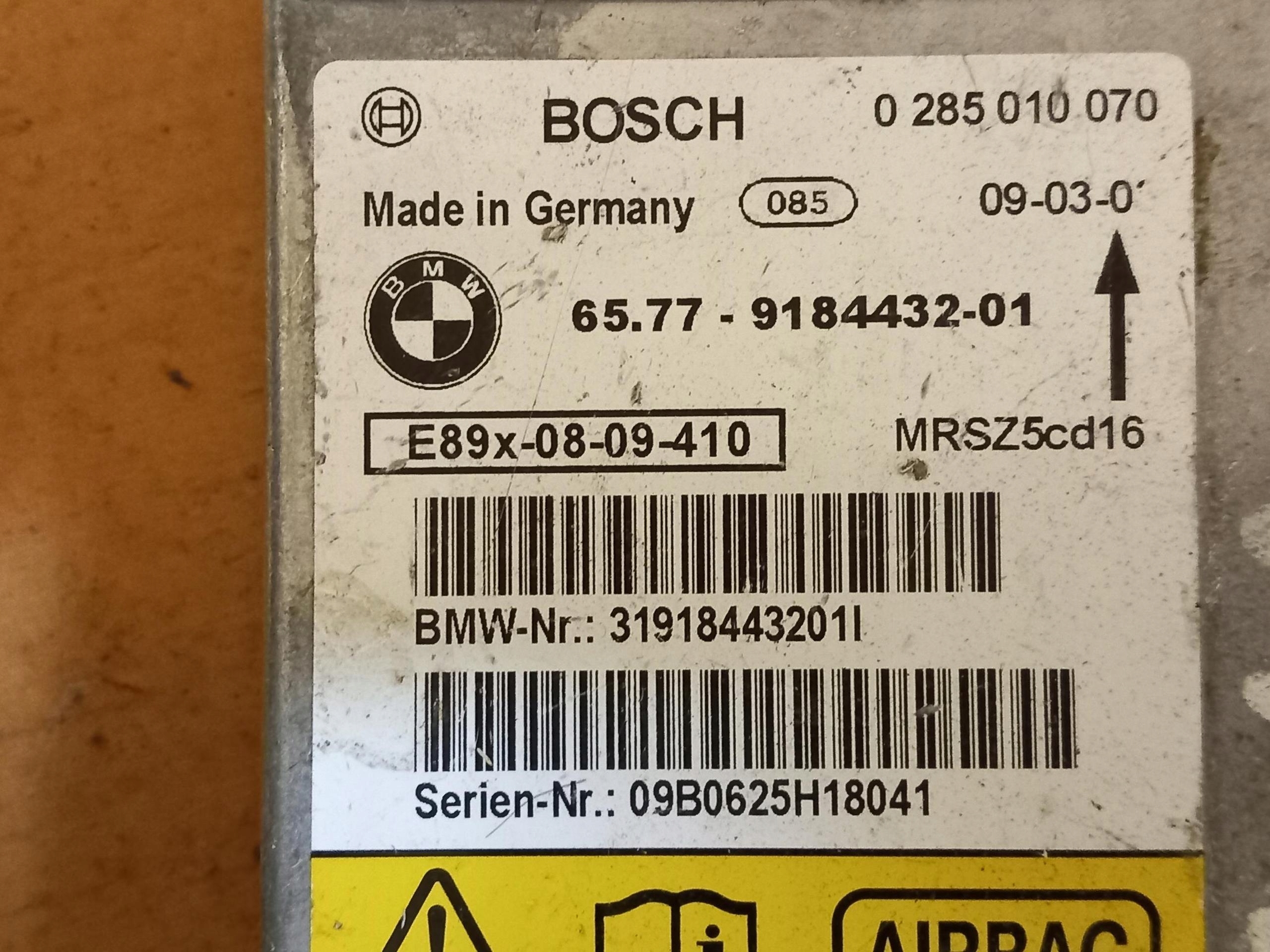 module control unit airbag BMW SERIA 1 E87 E81 9184432 04-11