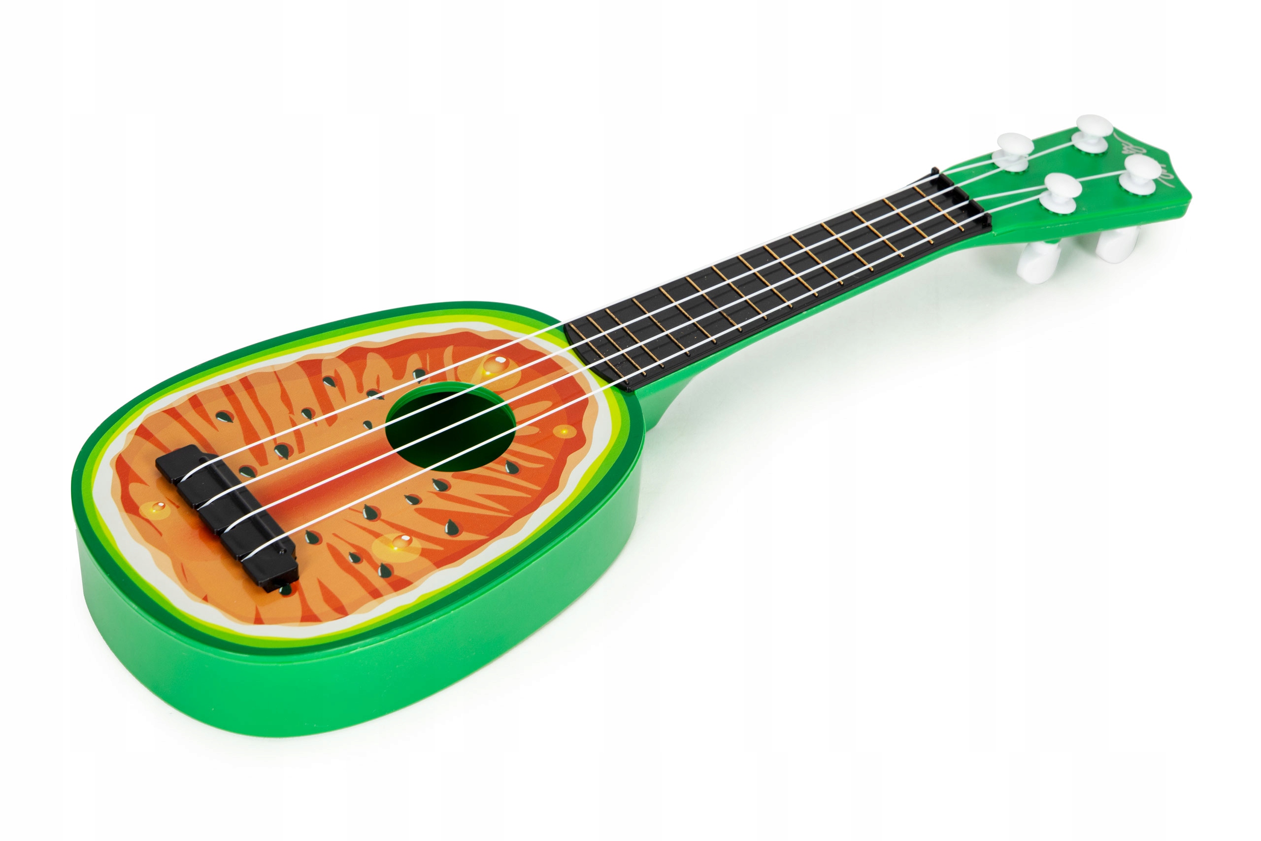 UKULELE GITARA DLA DZIECI CZTERY STRUNY WZÓR ARBUZ Materiał plastik