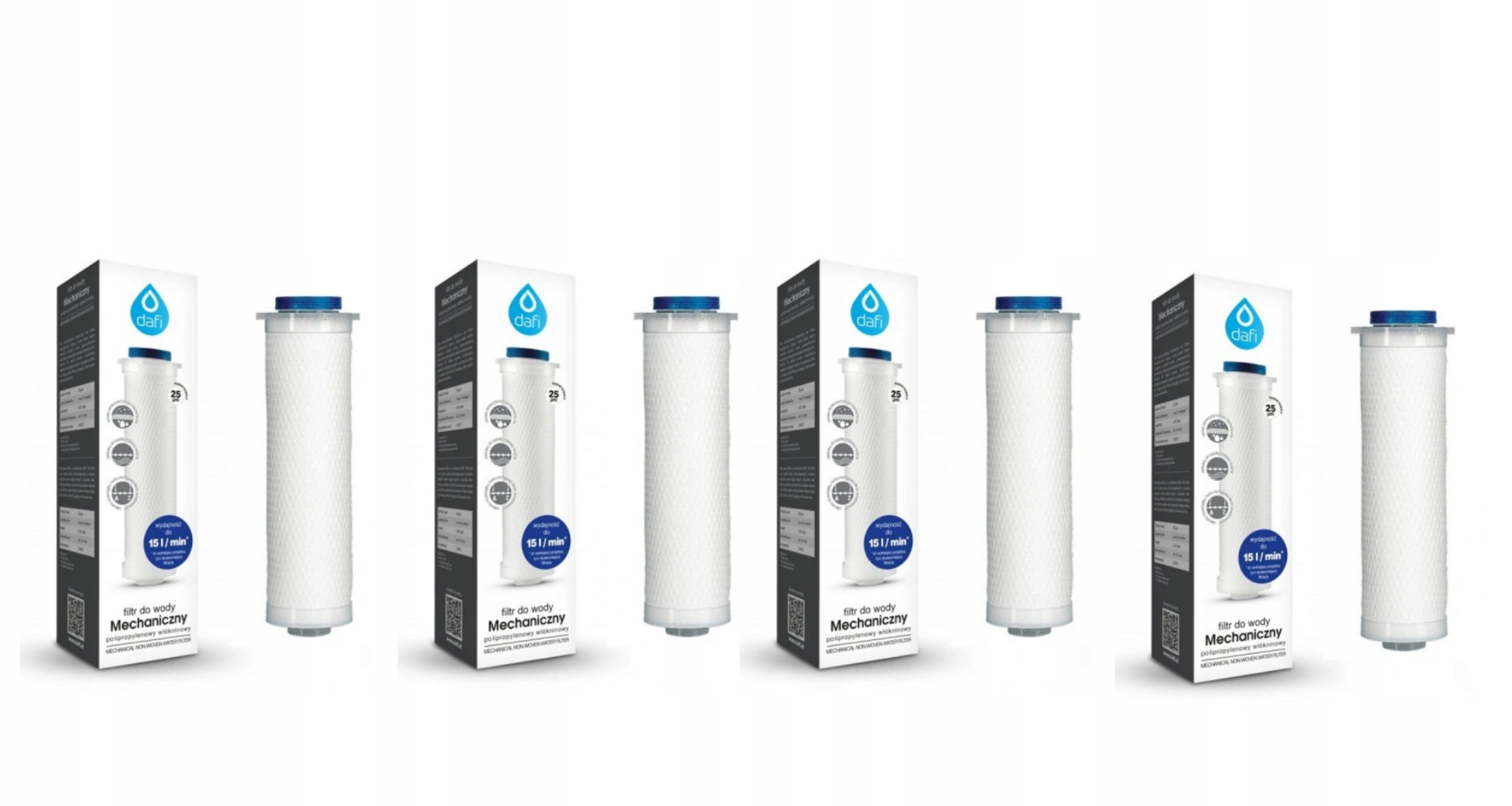 4 X FILTR WKŁAD PRZEPŁYWOWY DAFI POLIPROPYLENOWY MECHANICZNY Przyłącze wody (