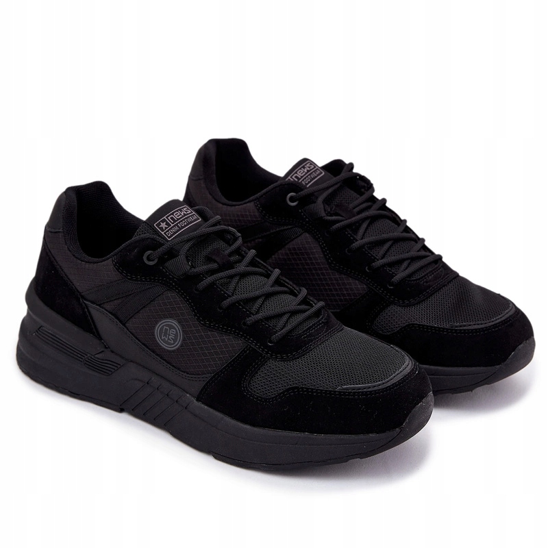 Pánské Sportovní Tenisky Na Platformě, Lehké Šněrovací, Černé, Velikost 42