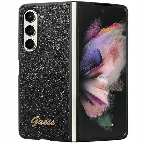 Pouzdro Guess Glitter Script case kryt pro Samsung Galaxy Z Fold 5 černé