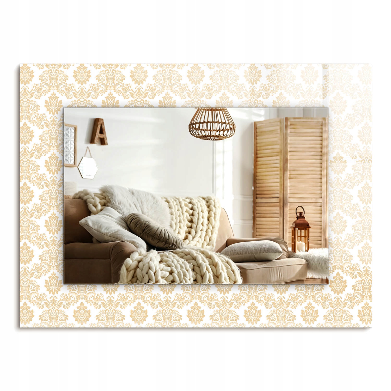 Dekoratívne závesné zrkadlo s potlačou Obdĺžnikové 80x60 cm Žlté ornamenty