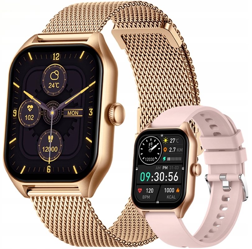 Chytré Hodinky Dámský Růžový Zlatý Náramek Elegantní Sportovní Pásek