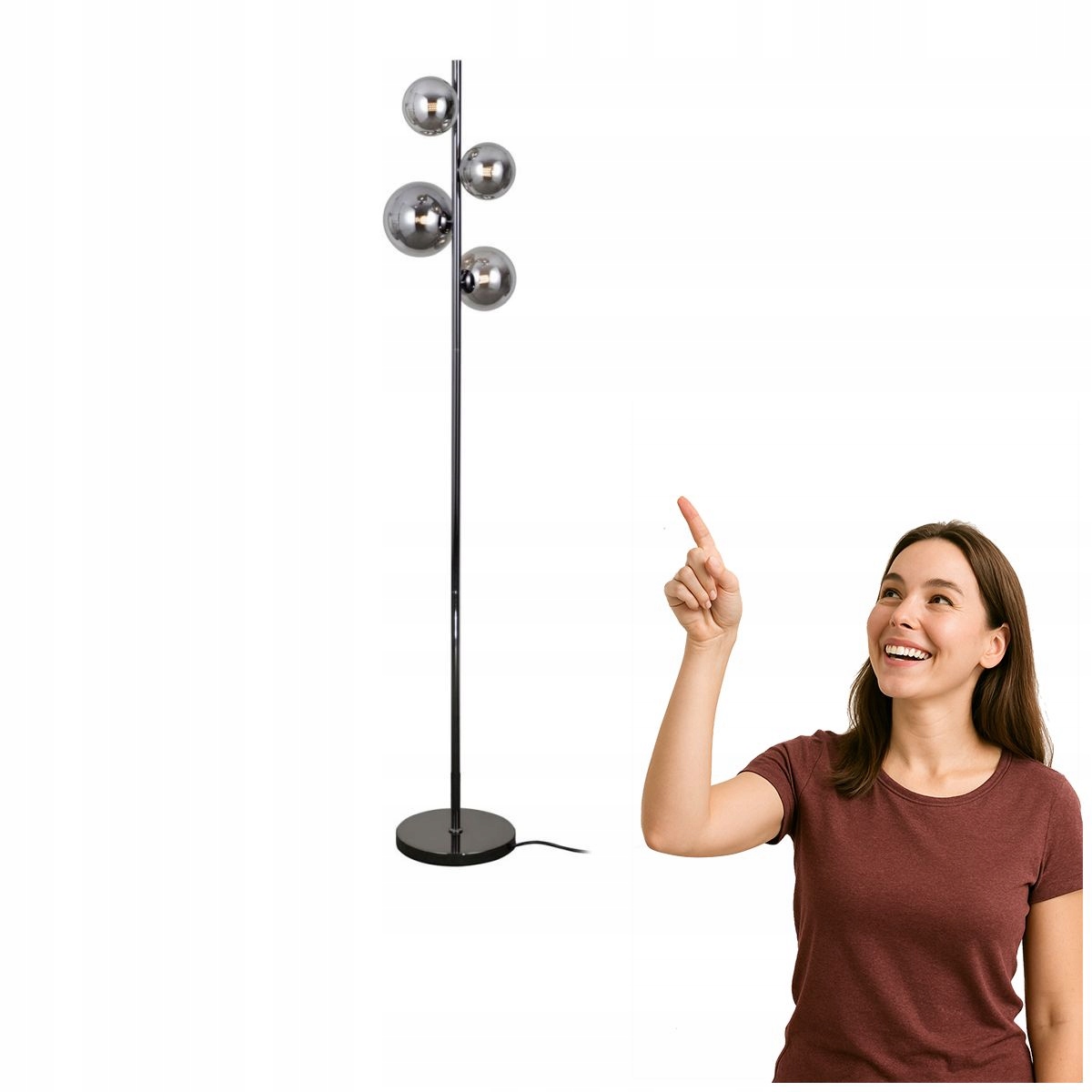 Štýlová podlahová lampa Canello 160 cm čierna Italux