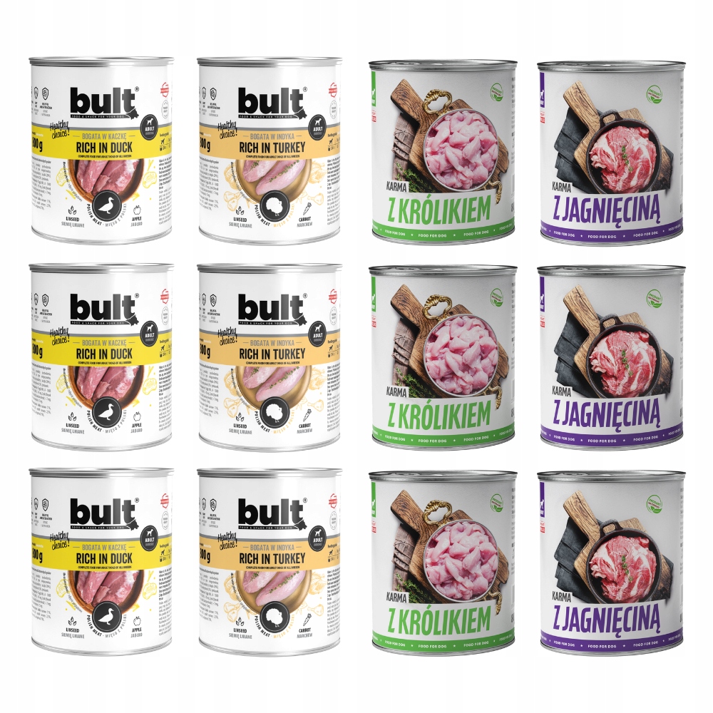 Levně Krmivo Pro Psa Vlhké Krmivo MIX Chutí Kachna Králík Jehněčí 12x800g