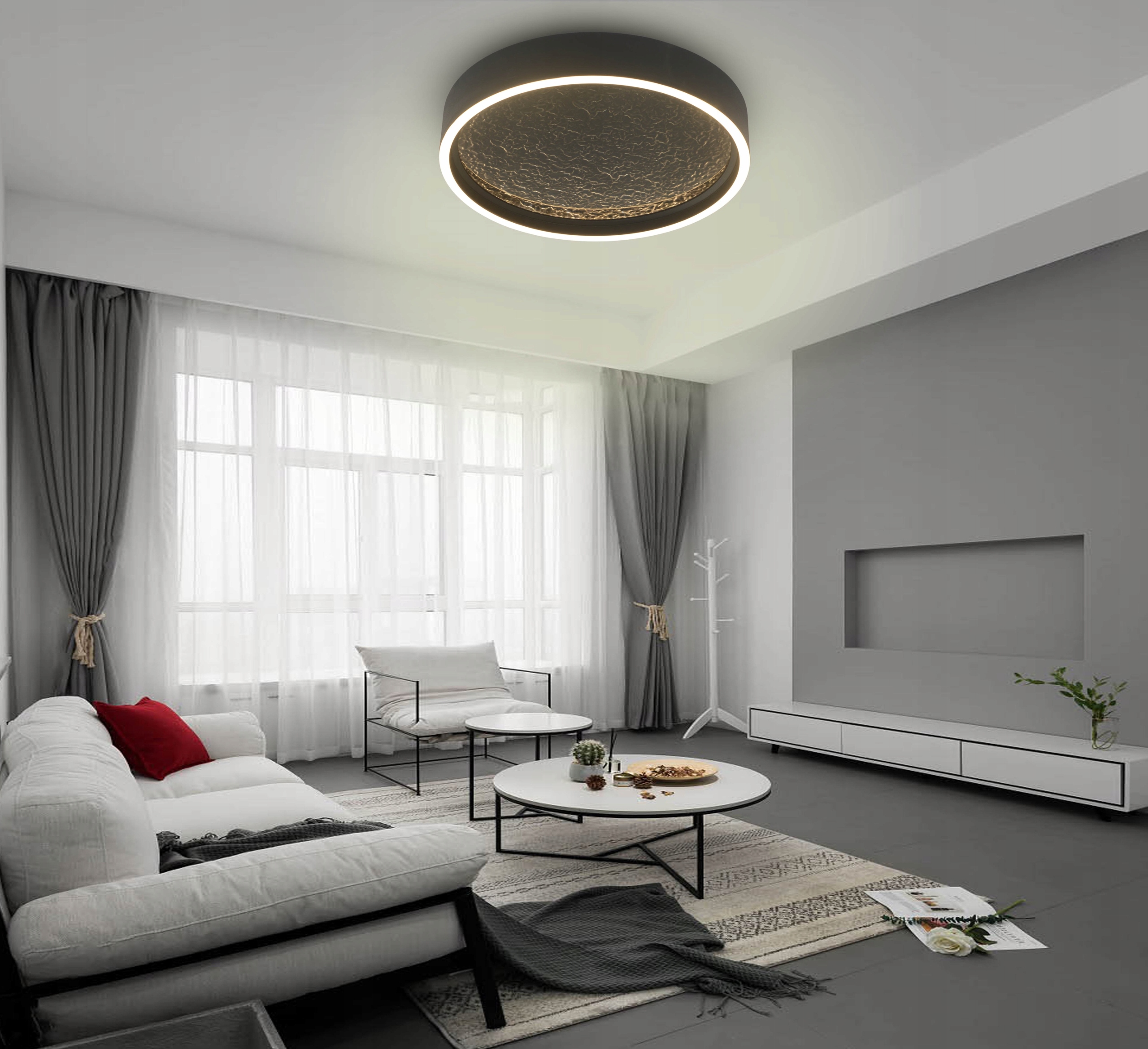 Stropné Svietidlo čierny Bordeaux stmievateľný, originálna štruktúra do spálne 3000K