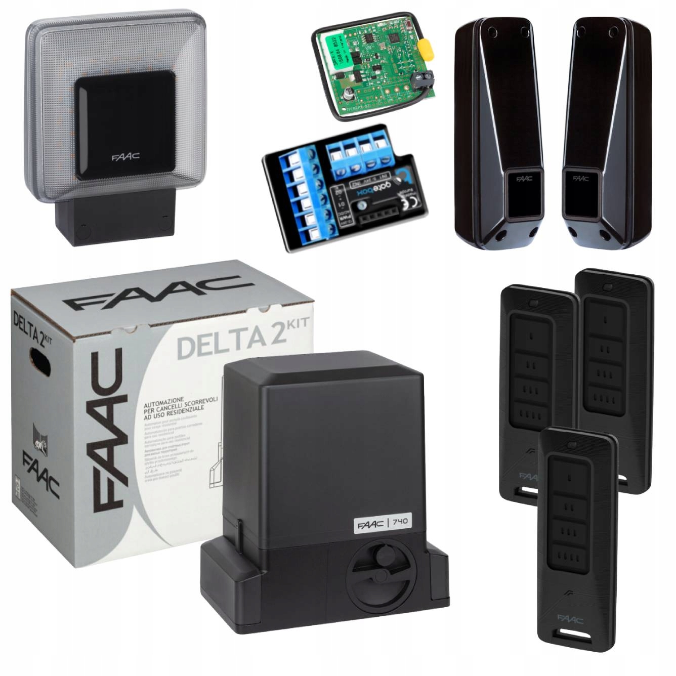 Faac DELTA2+ Modul WiFi Lampa+ Pilot XT4 Fds 3ks pohon posuvnej brány