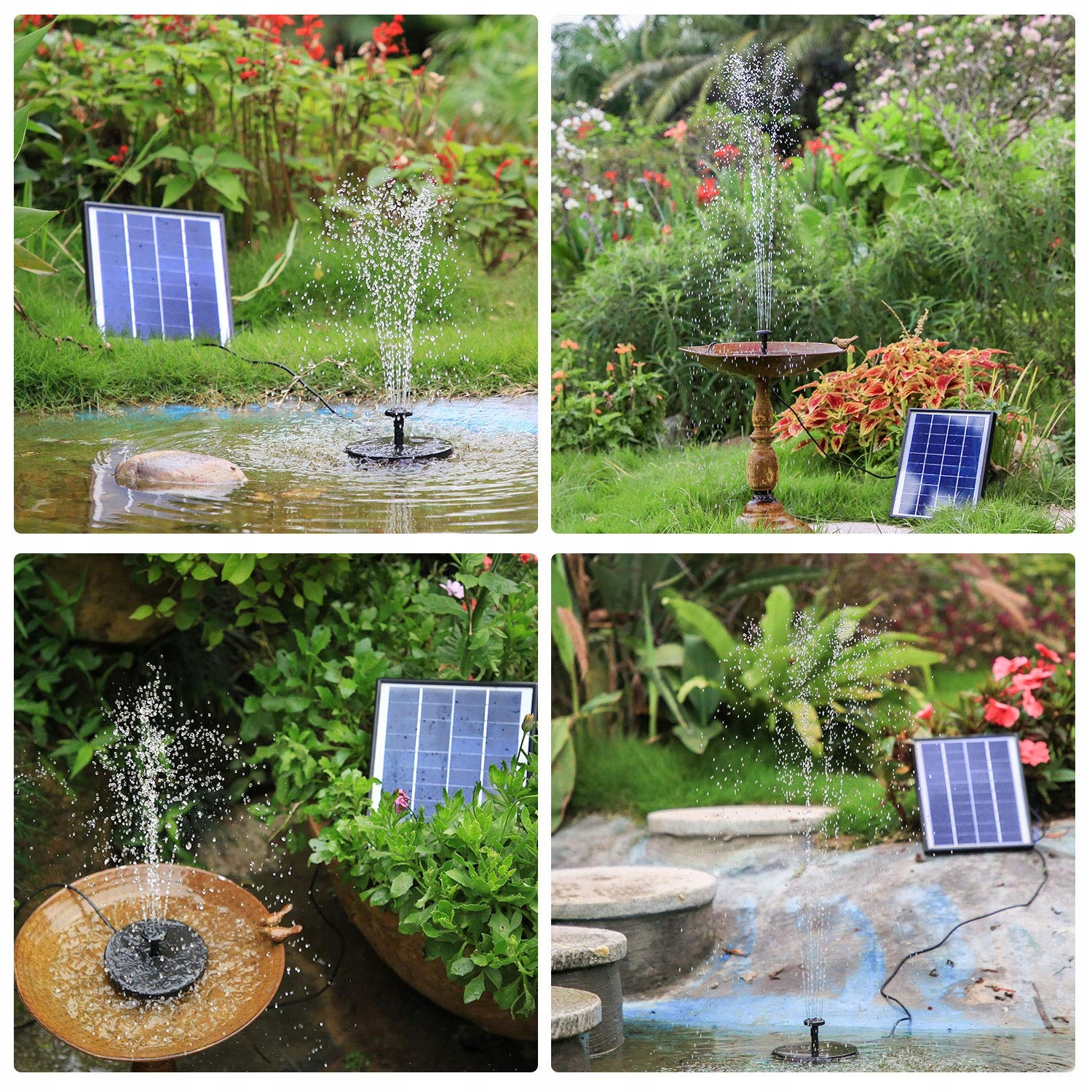 AISITIN Fontanna Solarna 6.5W Z Baterią 1500mAh Do Ogrodu I Stawu — miniatura 6