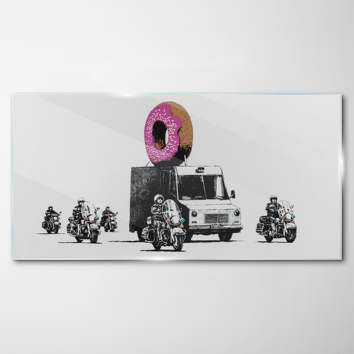 

Foto-obraz szklany Pączki policja Banksy 140x70 cm