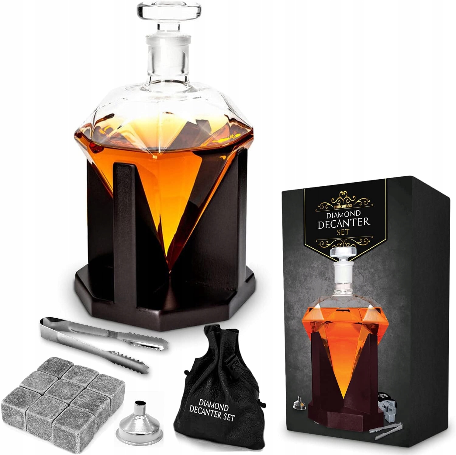 KARAFKA DO WHISKY KRYSZTAŁOWA KARAFKA DIAMENT ZESTAW DO WHISKY PREZENT