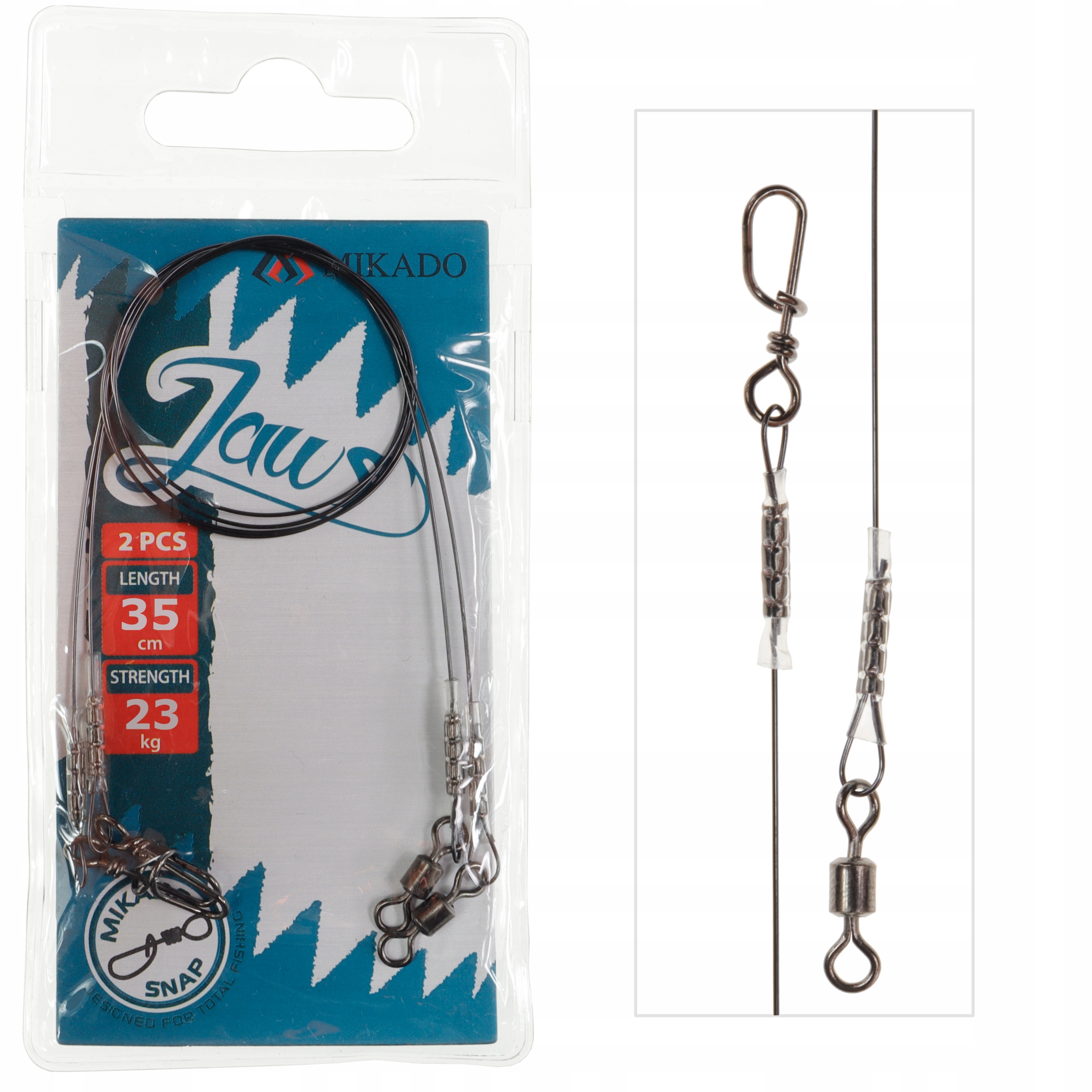 

Przypon tytanowy Mikado Jaws 35 cm 23 kg 2 szt