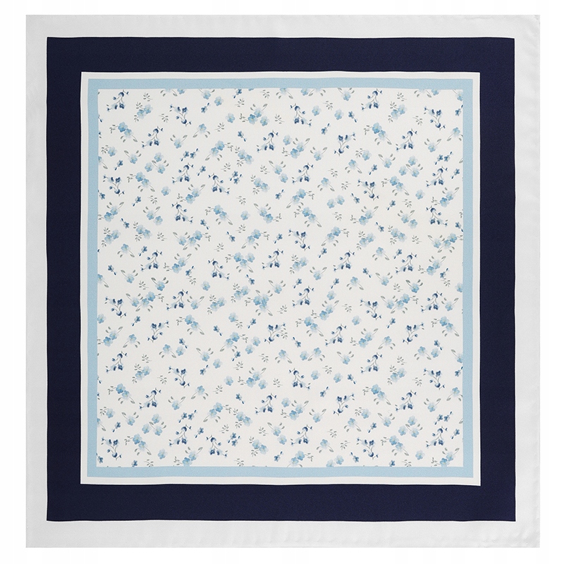 Bílý pánský kapesníček s květinovým vzorem a tmavým rámečkem Pako Lorente Premium