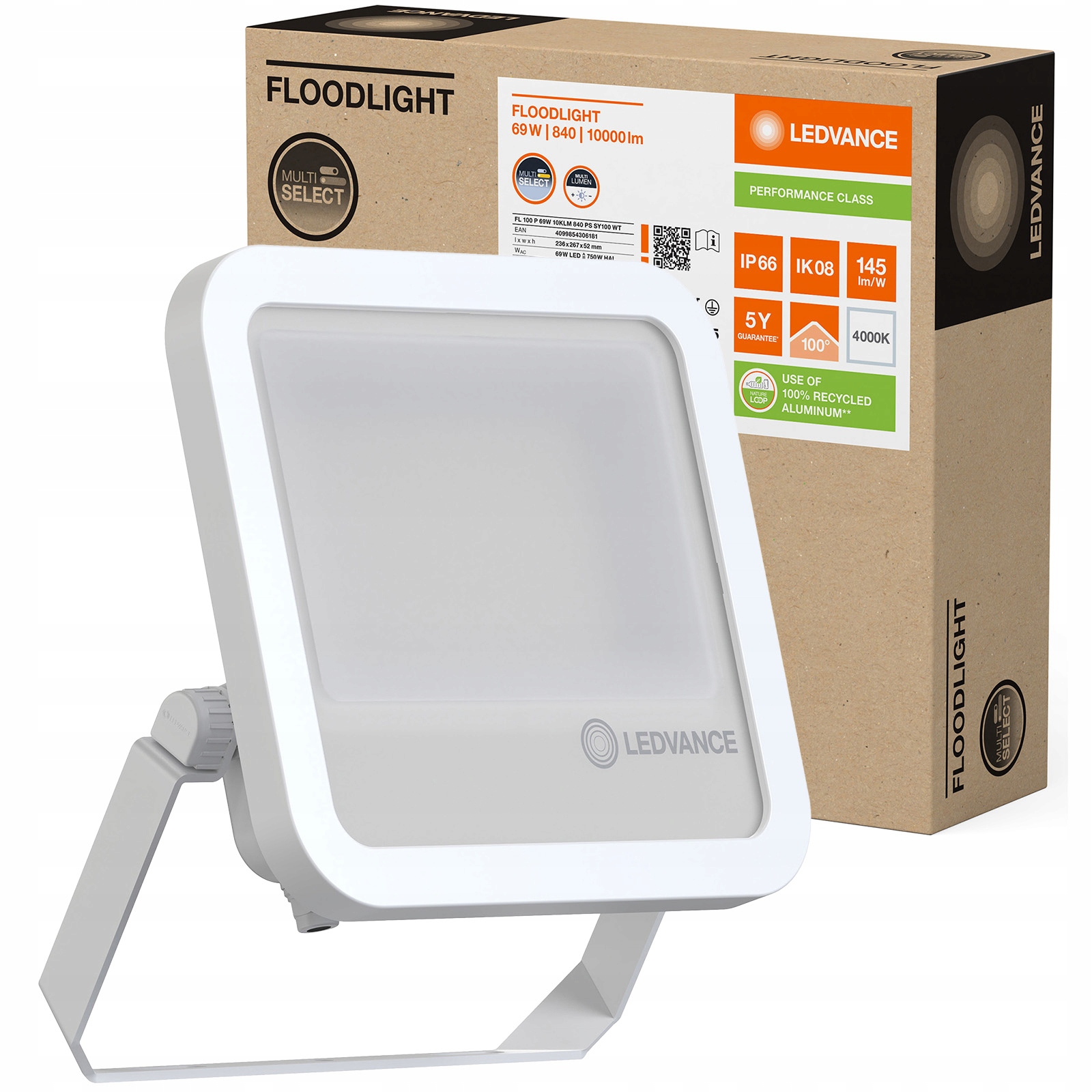 Led reflektor Lampa 69W 4000K Vodotesný vonkajší Ledvance Floodlight