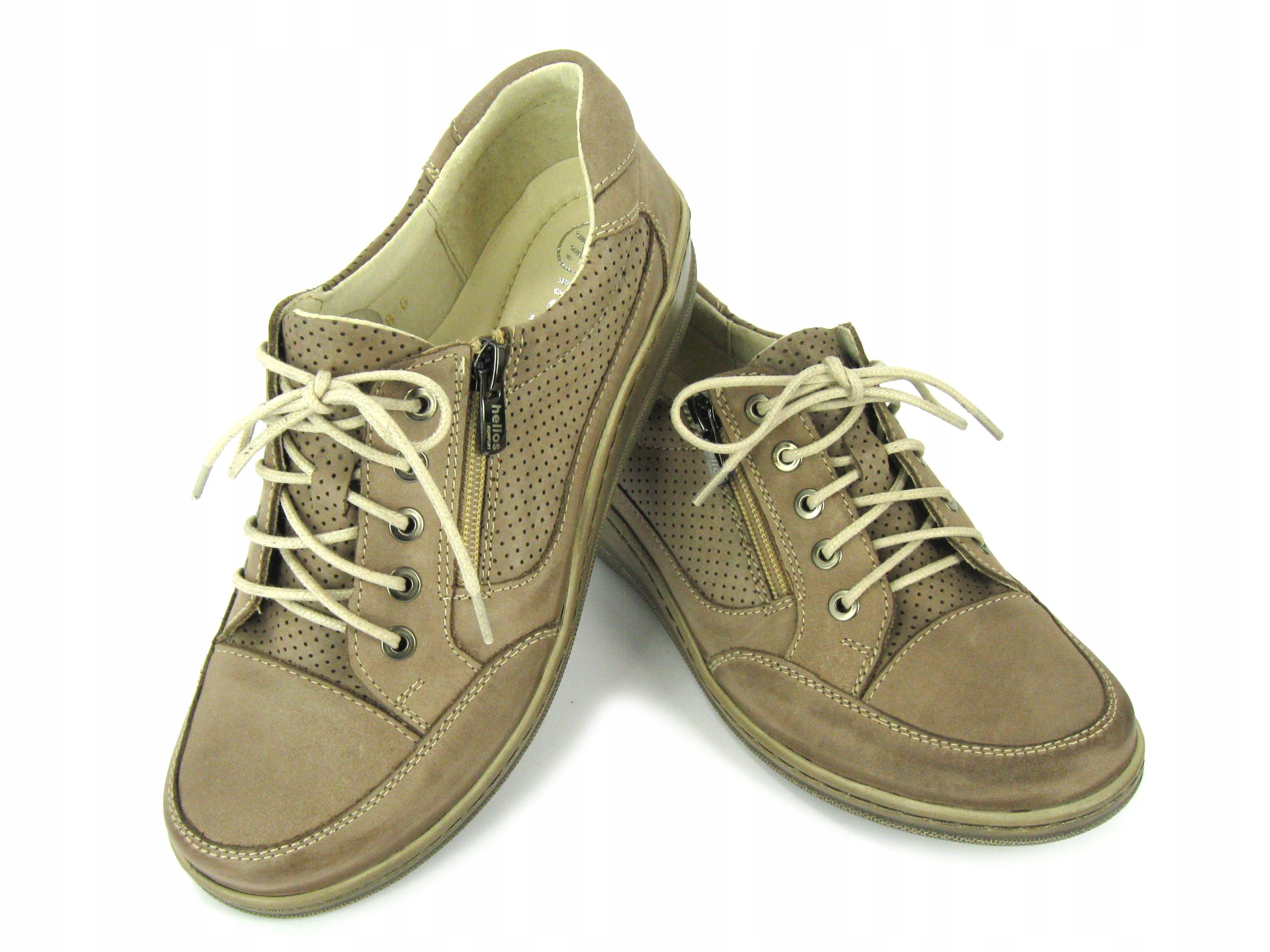 PÓŁBUTY SNEAKERSY MOKASYNY SKÓRZANE HELIOS 357 BEŻ 41