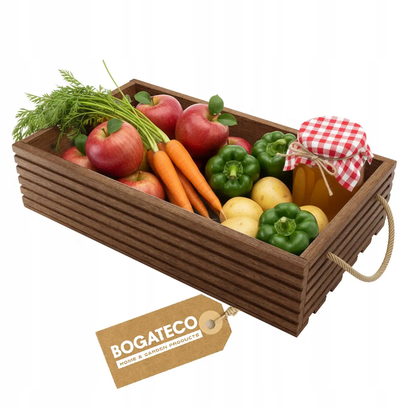 Dřevěná Krabička S Úchytem Pro Skladování 60x35x14,5 cm Tmavě Hnědá