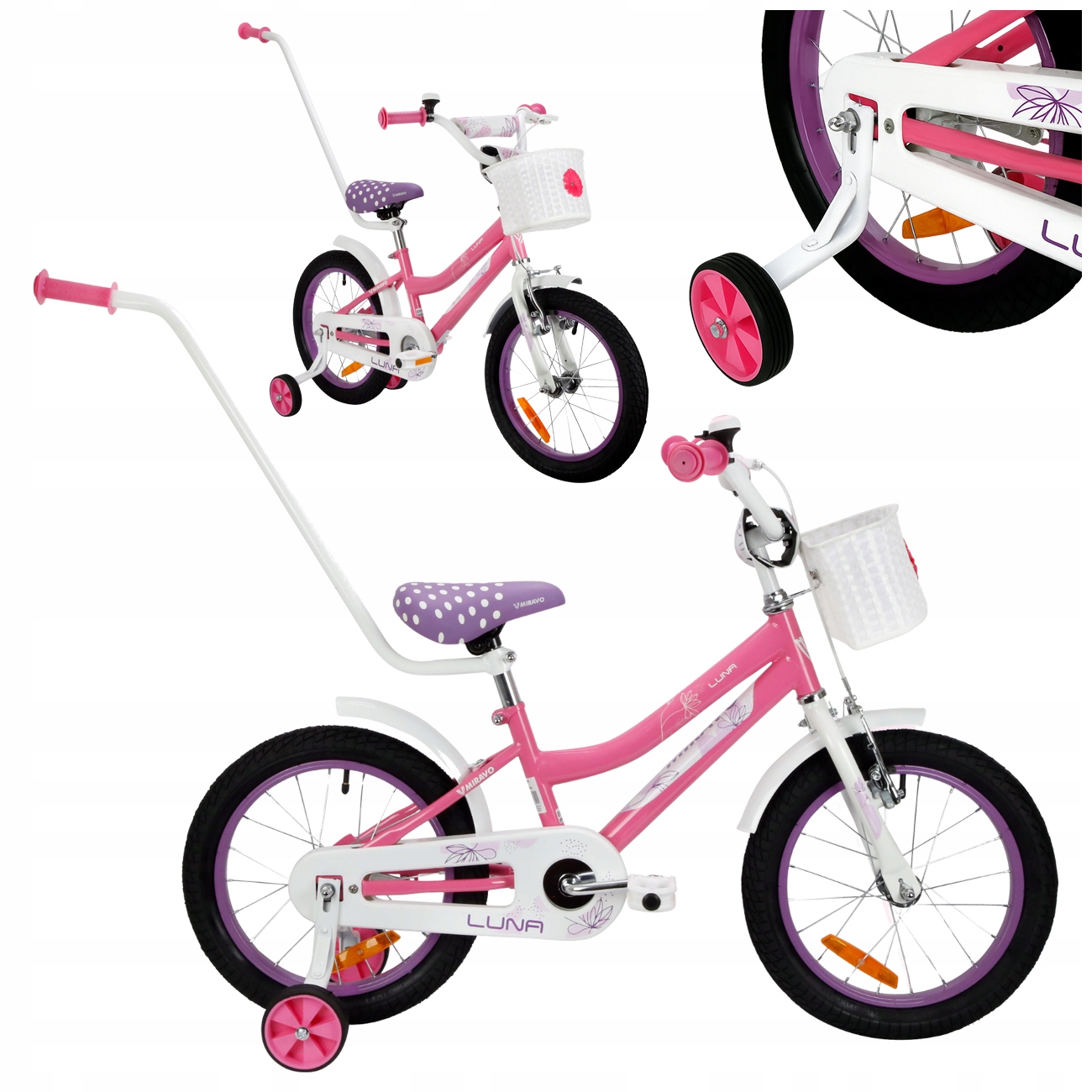 Rowerek Dziecięcy 16 Cali Rower Dla Dziewczynki Koszyk I Prowadnik