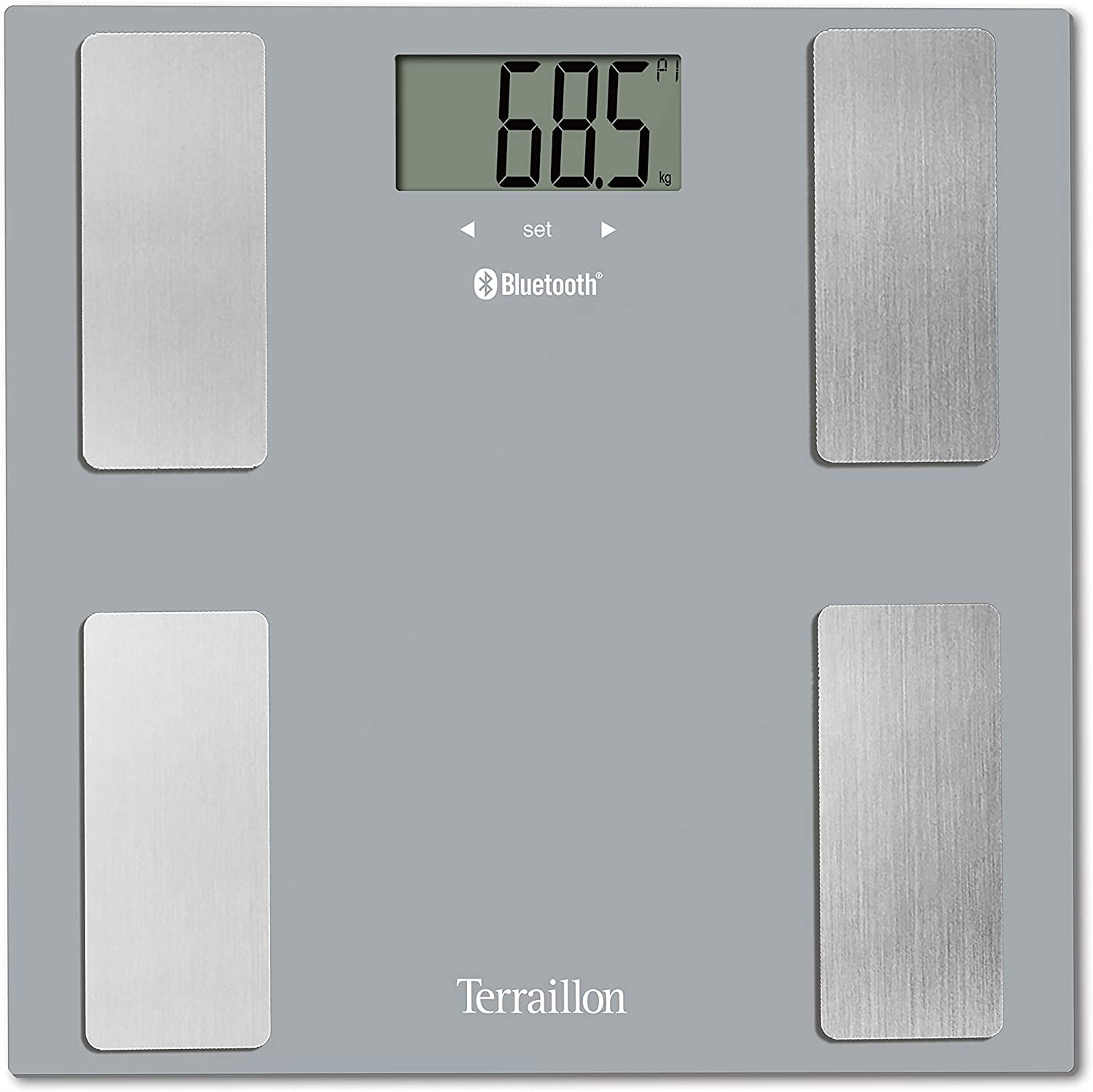 TERRAILLON Waga Bluetooth Analiza Ciała BMI Dla 8 Użytkowników Szara — miniatura 3