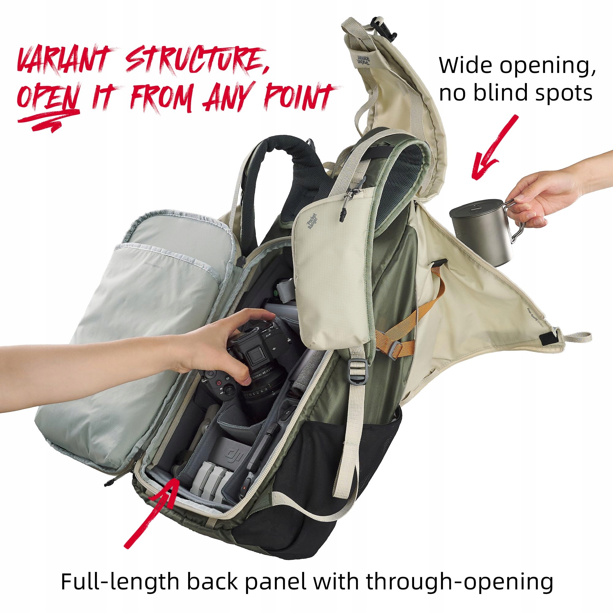 VSGO Plecak Outdoor Na Aparat Fotograficzny 35L Do Fotografii Podróży — miniatura 4