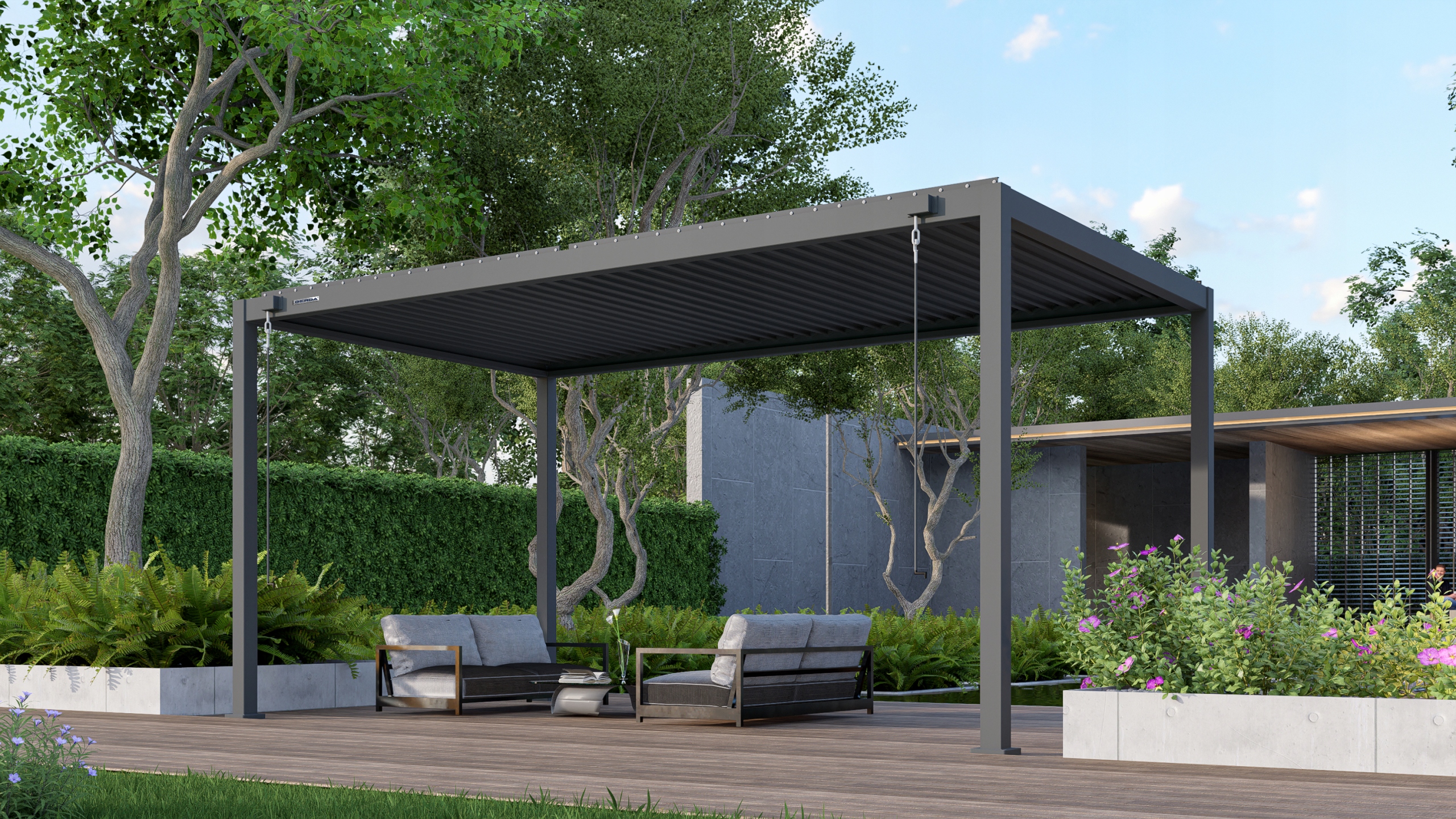 Gerda Pergola Soleo 8x3 m Antracit Volně stojící hliníková zahradní terasová