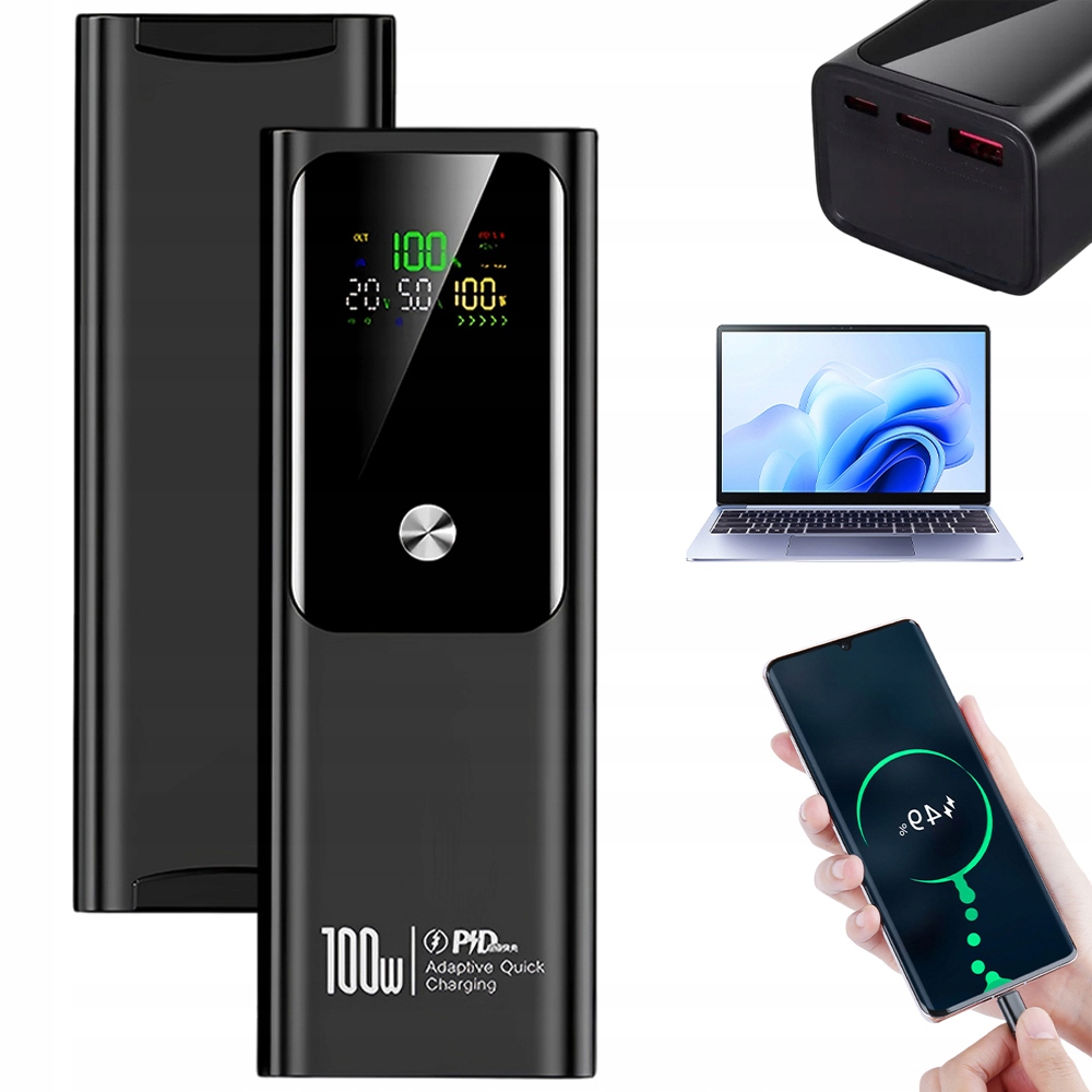 Powerbanka Pd 100W 20000MAH Rychlé Nabíjení Typu C Pro Chytrý Telefon Notebook
