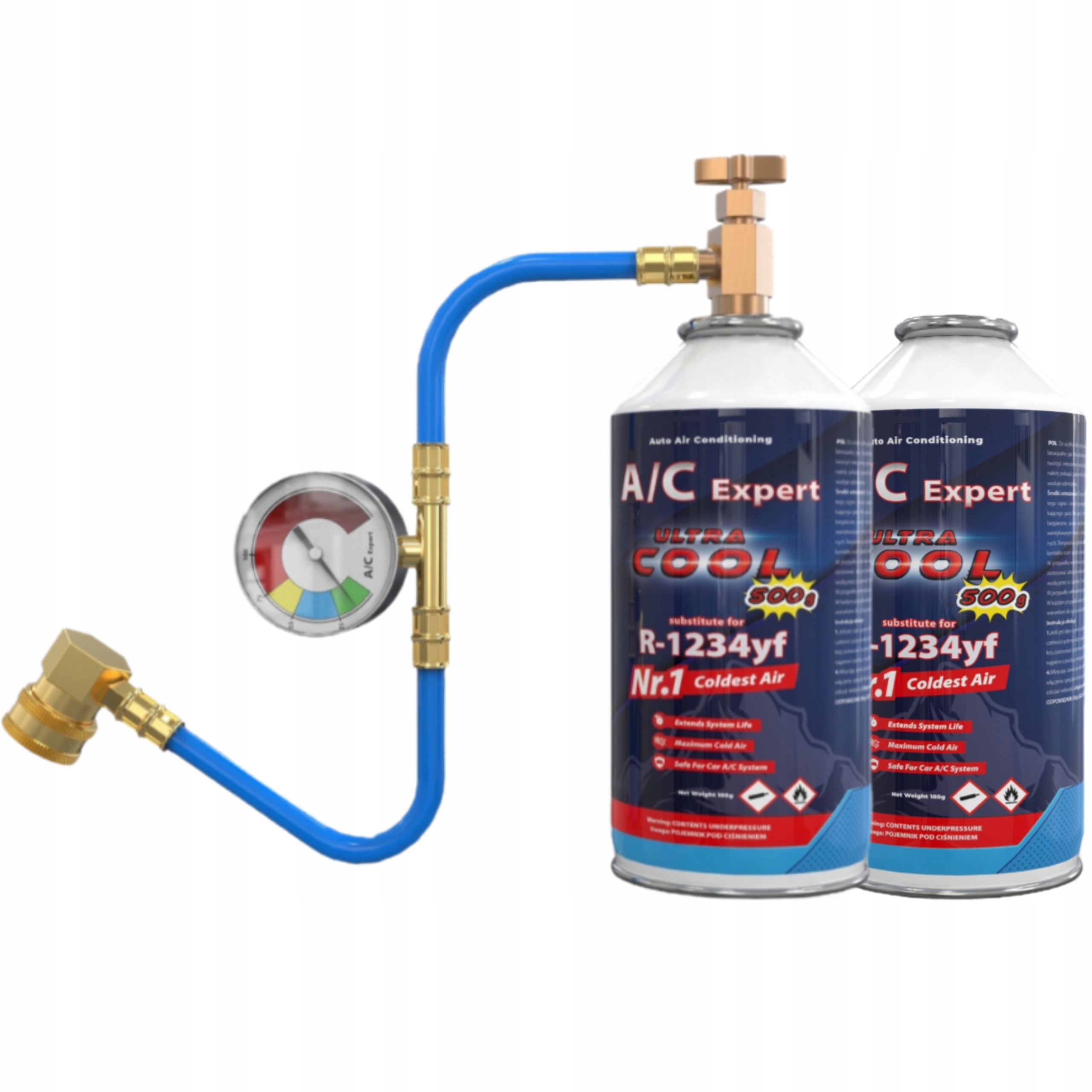 Dvojitý set R1234yf manometr +2x faktor Servis klimatizace Ac Expert