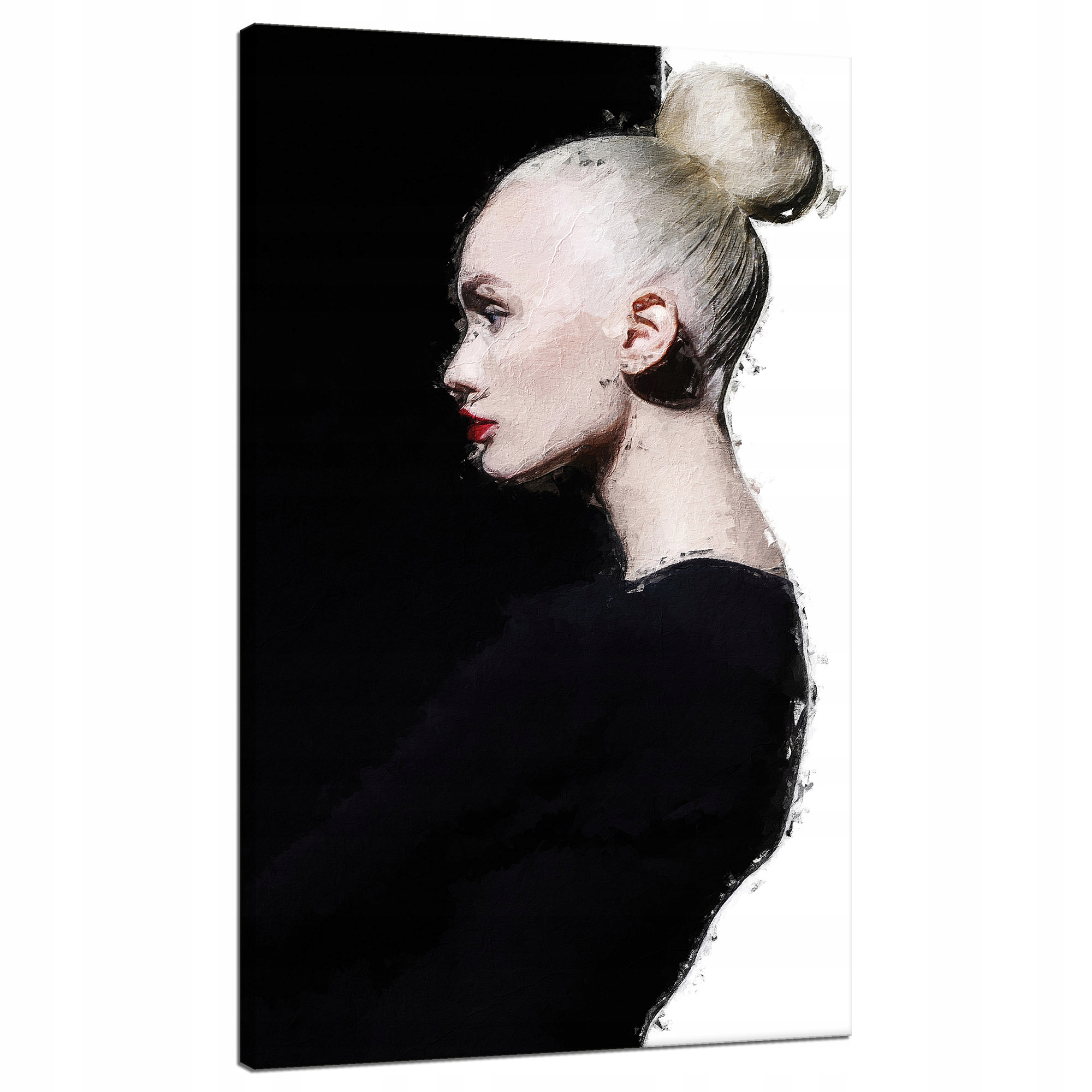 Obraz na plátně Černá a bílá Žena Vlasy Drdol 70x120 cm