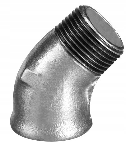 KOLANO NYPLOWE OCYNKOWANE 45 STOPNI 1/2" WZ ŻELIWNE OCYNK