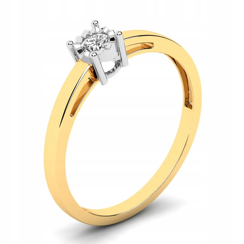 

Pierścionek Złoty Błyszczący Z Cyrkonią 3MM