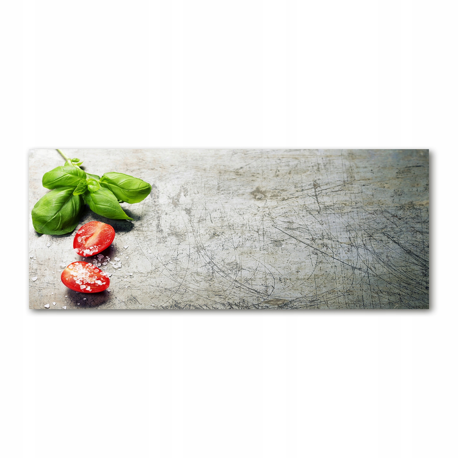 Fotoobraz sklo akryl Rajčata a bazalka 125x50 cm