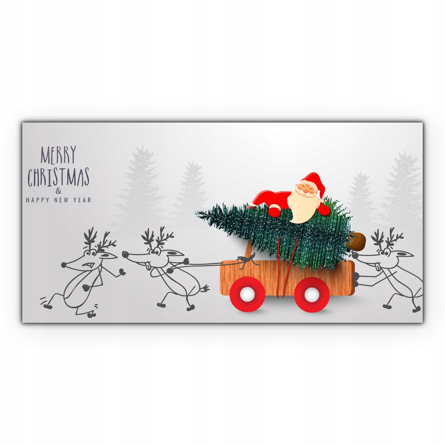 

Obraz ścienny szklany Mikołaj z reniferami 140x70