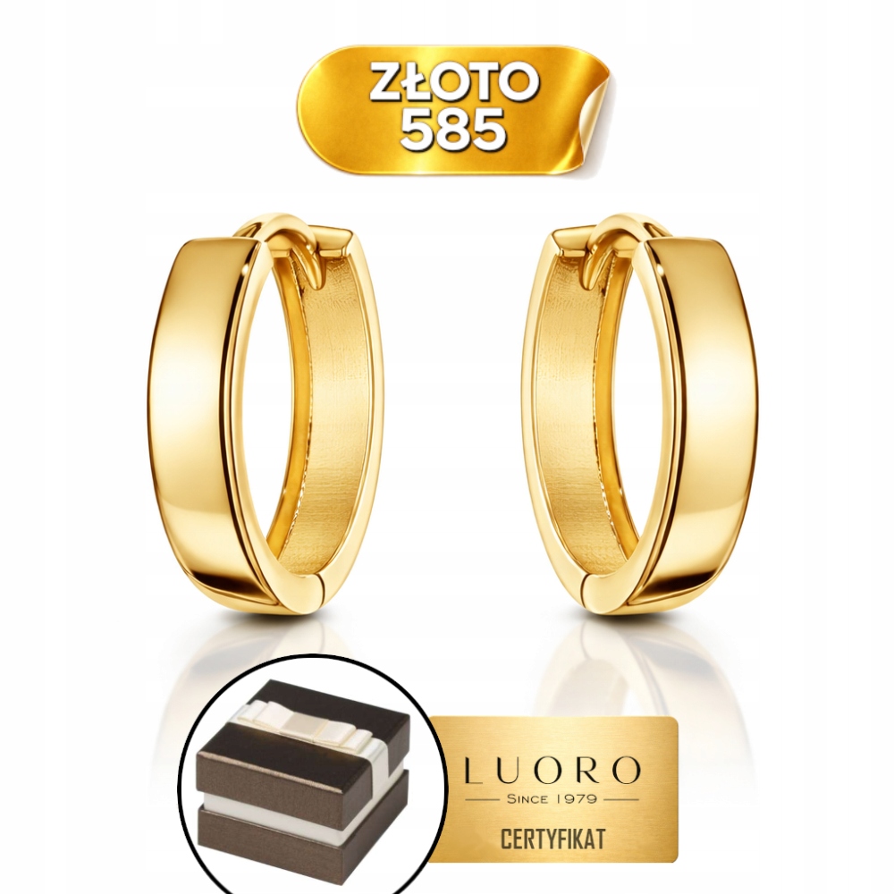 Náušnice Zlaté 585 14K Hladké Oválné S Anglickým Zapínáním 1,26 CM