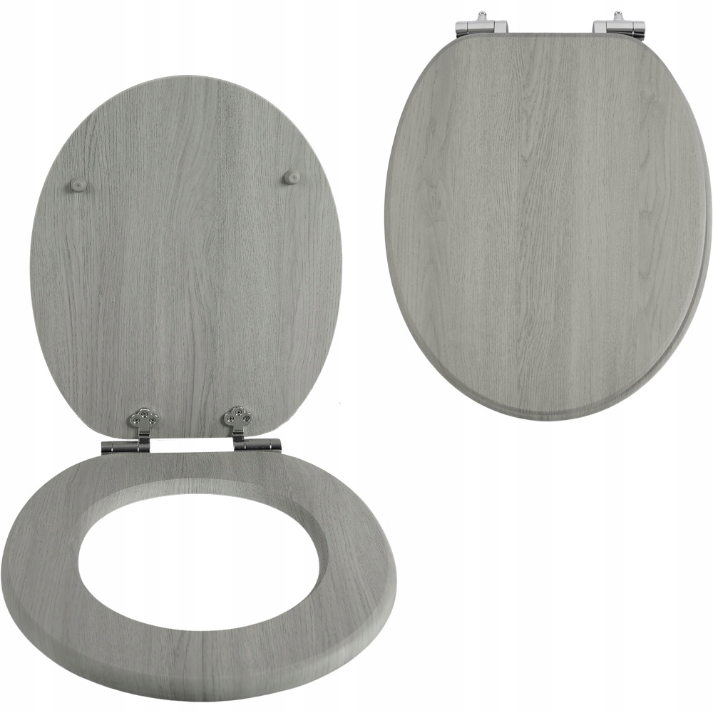 Wc Sedátko Šedé, Pomalu Padající, Textura Dřeva Mdf, Odolná