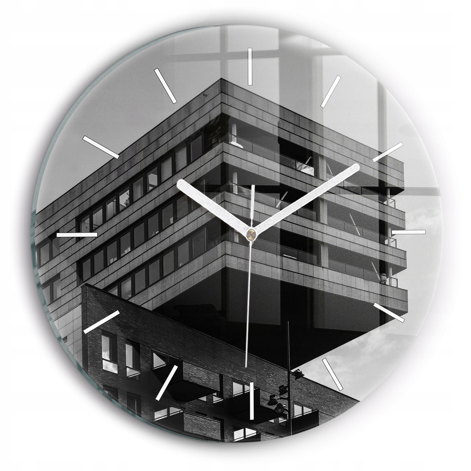 Dekorativní Kulatý foto skleněné hodiny Architektura v Amsterdamu fi30 cm