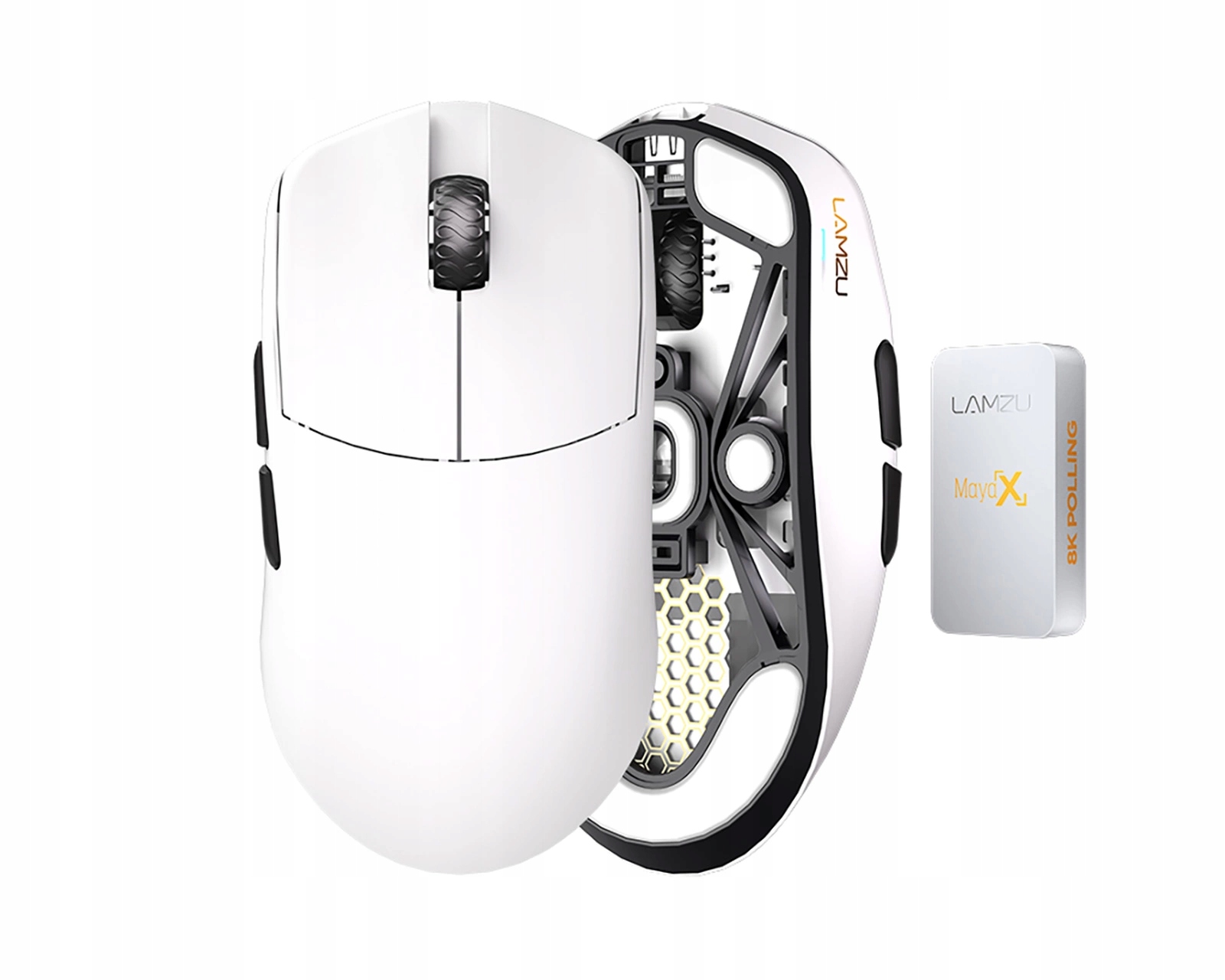 Myszka bezprzewodowa Lamzu Maya X 8K Wireless White Black Lekka