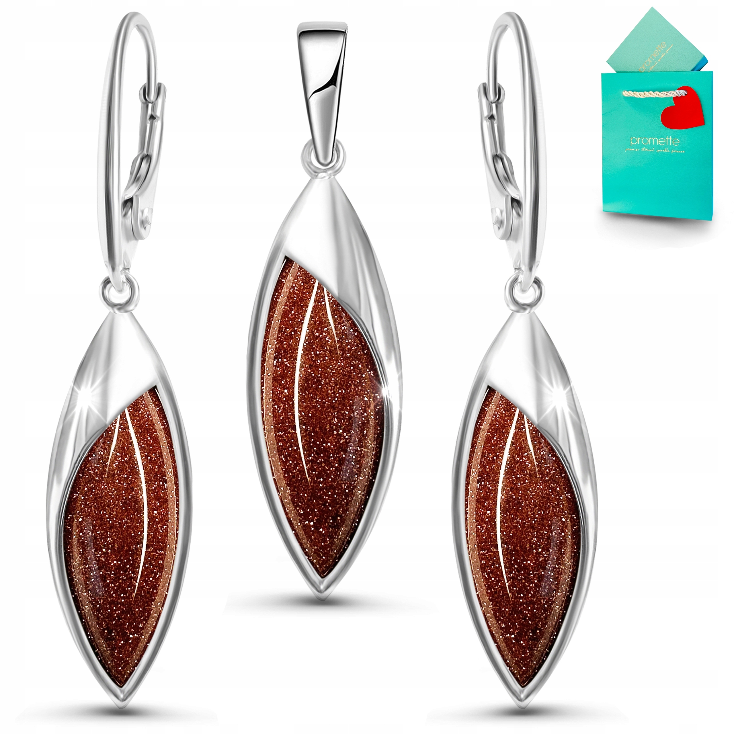 Stříbrné šperky s Náušnice a přívěsek pískem 925