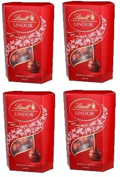 Levně 4x 200g Lindt Lindor mléčné Pralinky půlka kartonu