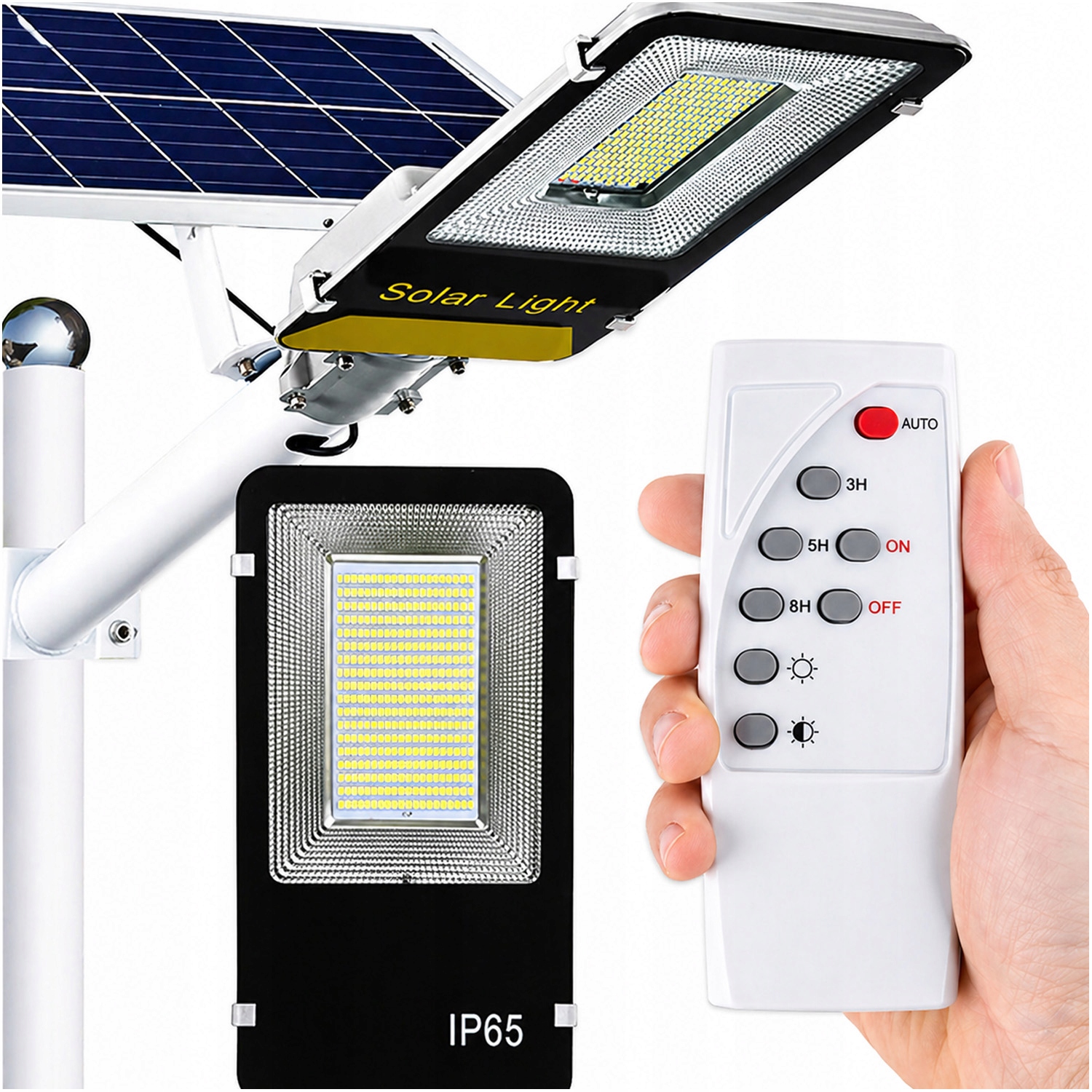 Solárna Lampa 3000W Výkonná Pouličná Led S Diaľkovým Ovládaním IP65 Solárny Panel A Držiak