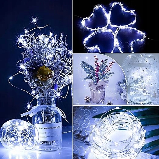 LAMPKI ŚWIATEŁKA NA DRUCIKU ŁAŃCUCH 50 LED ŁEZKI NITKI 5M BIAŁY CIEPŁY Marka Masterled