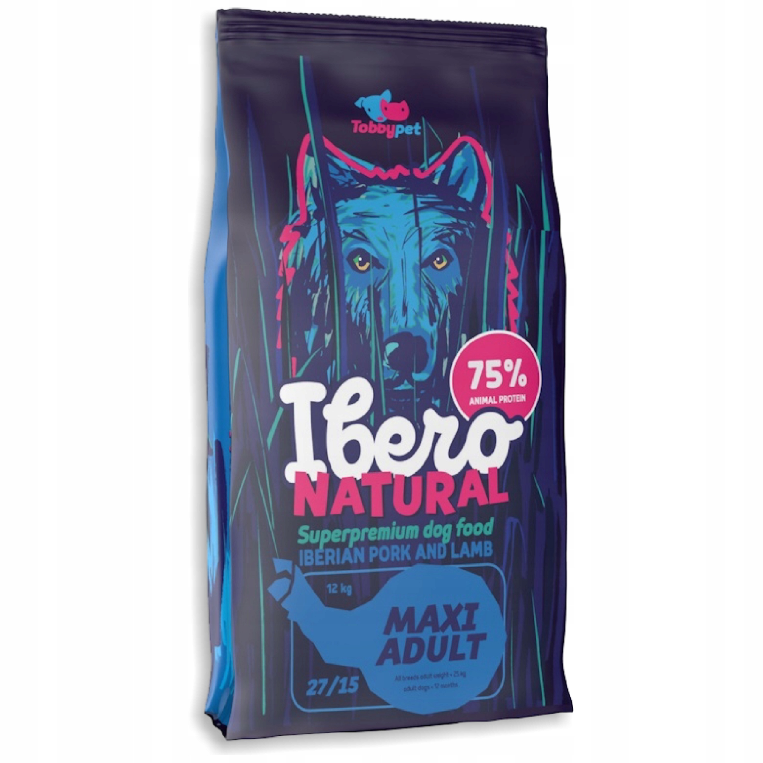 Karma sucha dla dużych psów Ibero Natural Dog Maxi Adult Lamb Pork 12kg