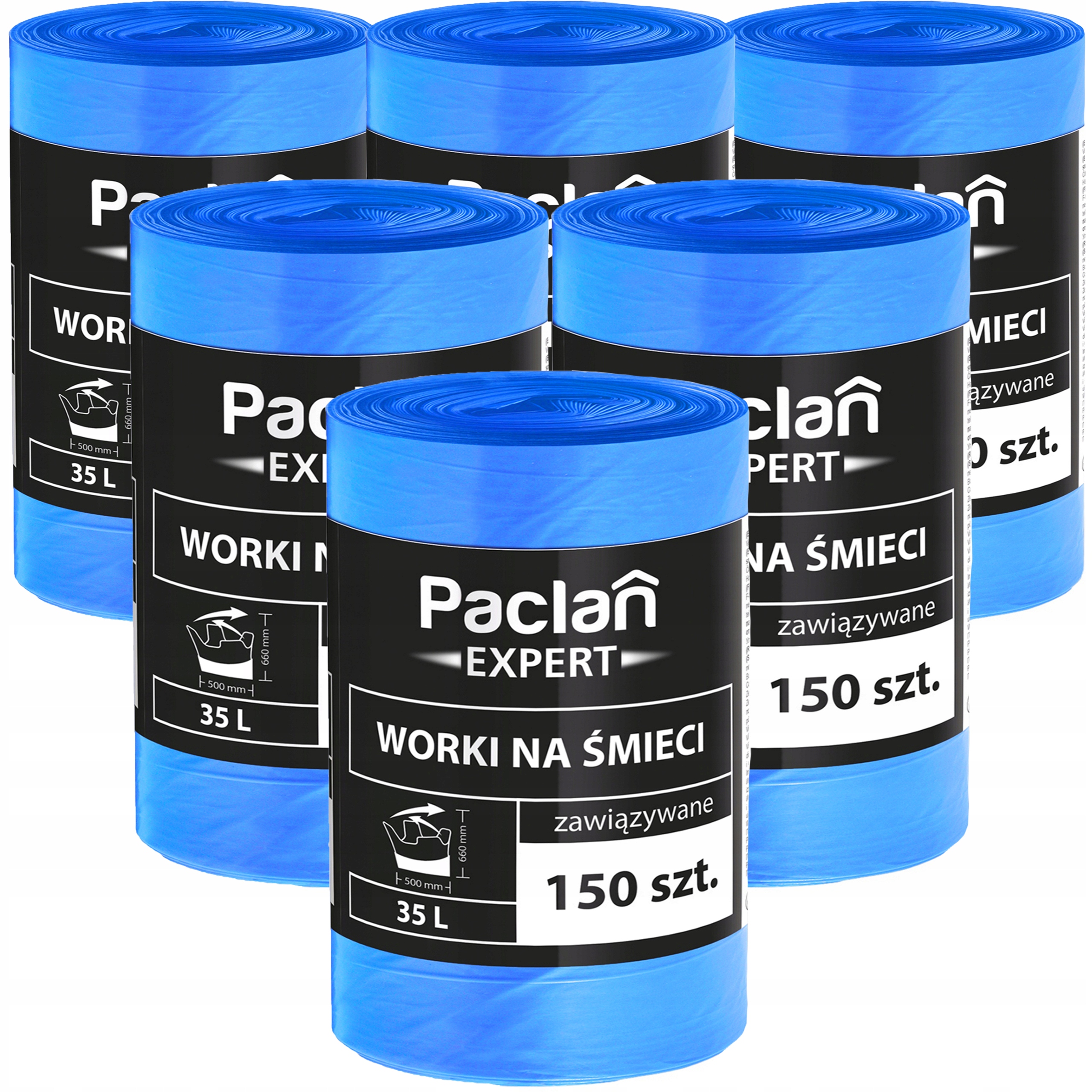 Levně Sáčky Na Odpadky 35L 900ks Paclan Expert Vázané sáčky Extra Silné s ušima