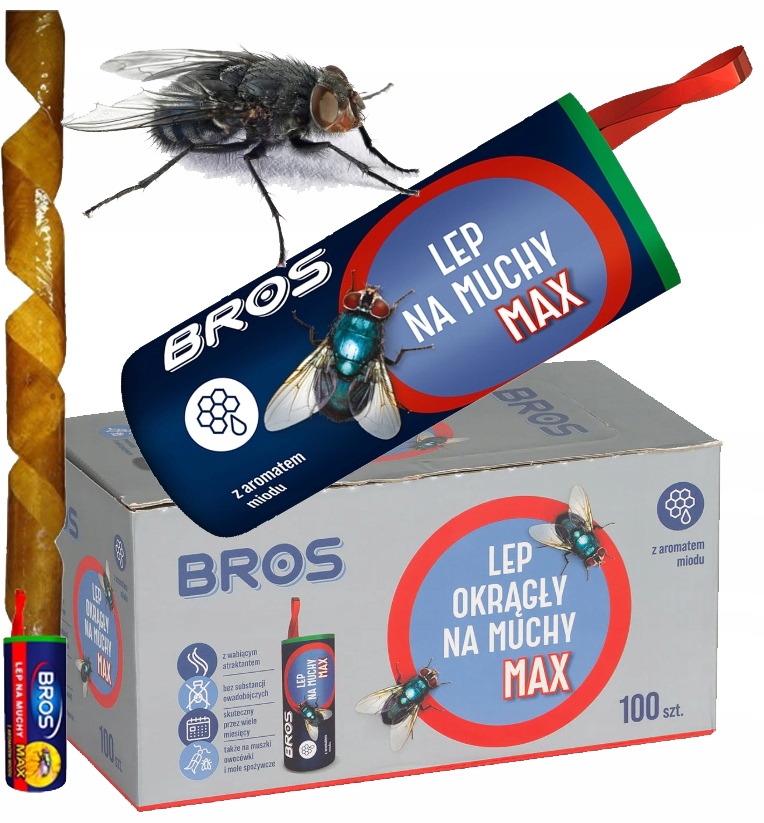 100x Bros lep okrągły na muchy z miodem Max
