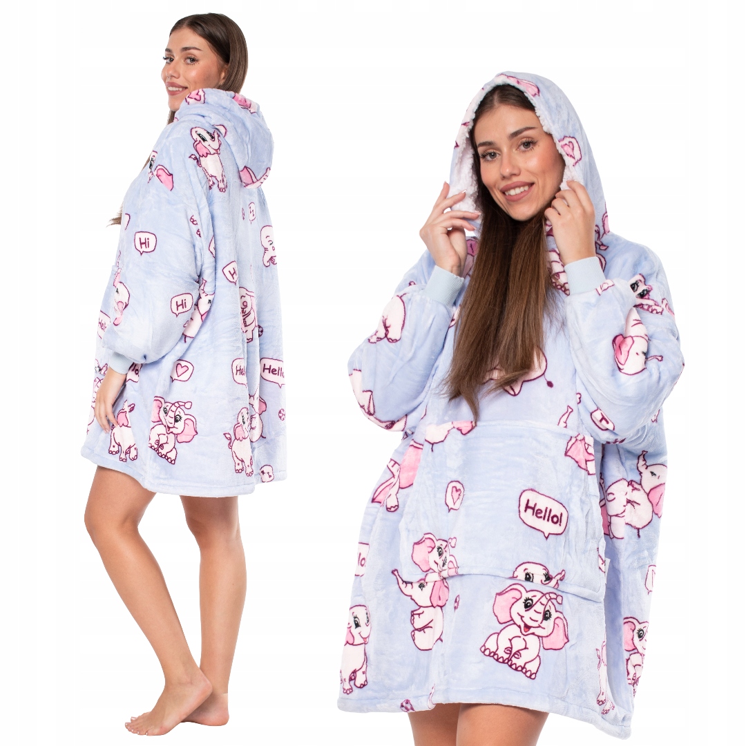 Mikina Deka Mikinová Deka 2v1 Oversize XXL s kapucí Tlustá Sherpa Fialová