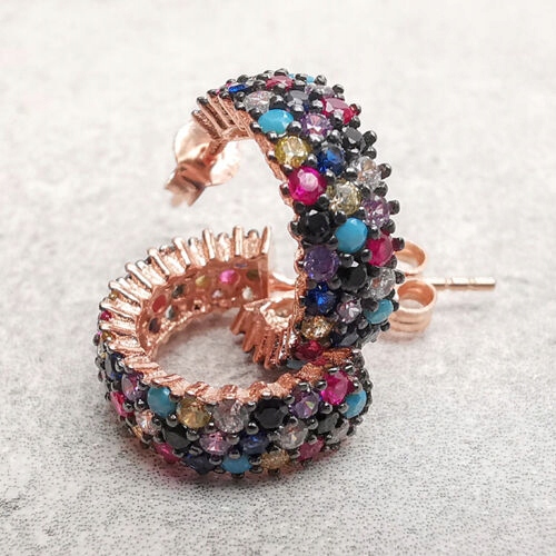 Stříbrné vícebarevné náušnice