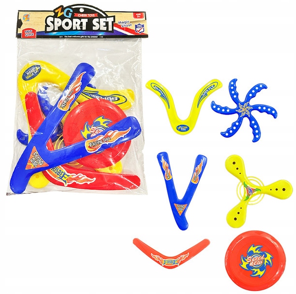 ZESTAW SPORTOWY DYSKI BUMERANGI FRISBEE DO RZUCANIA