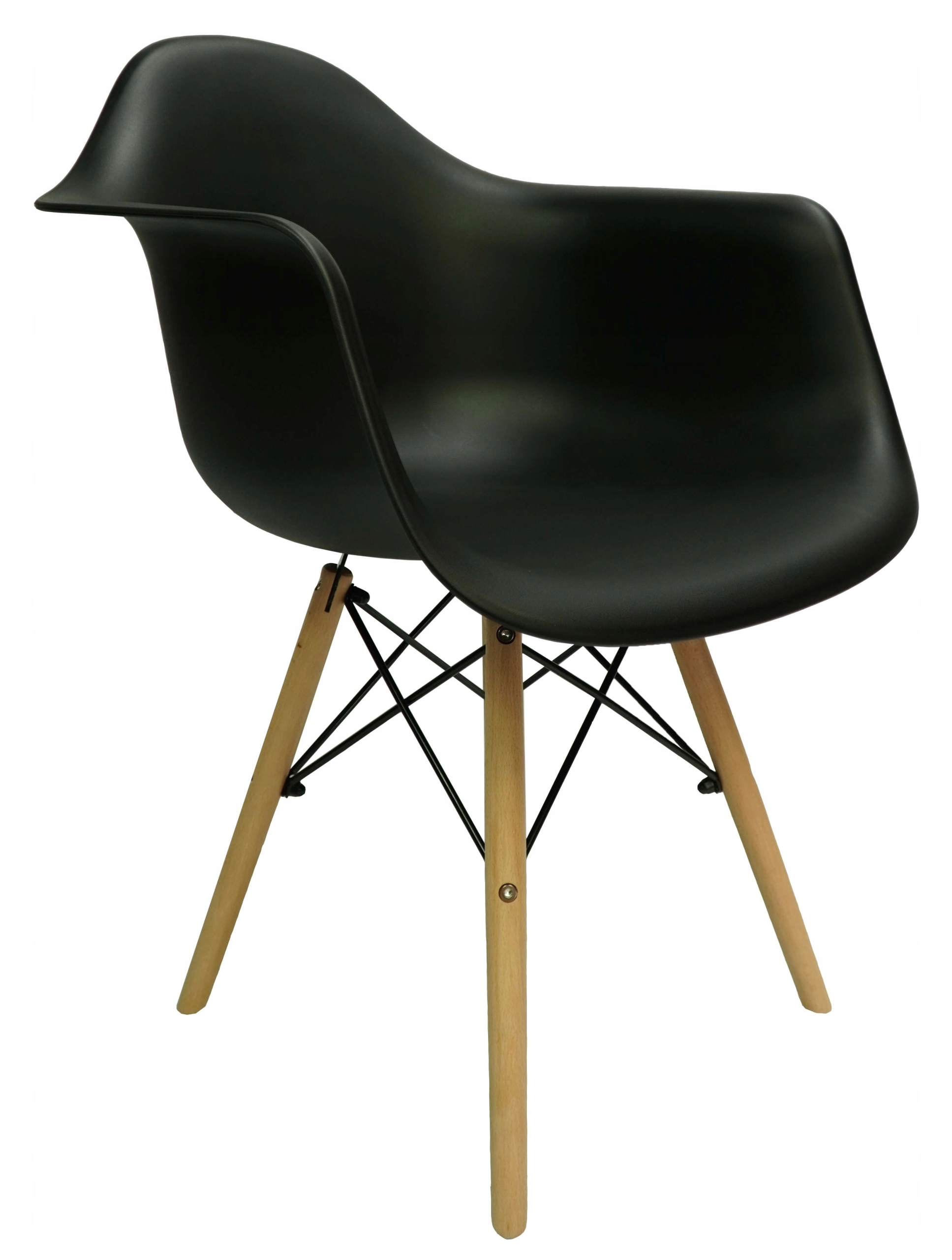 KRZESŁO Z PODŁOKIETNIKAMI SKANDYNAWSKIE PLASTIKOWE CZARNE L