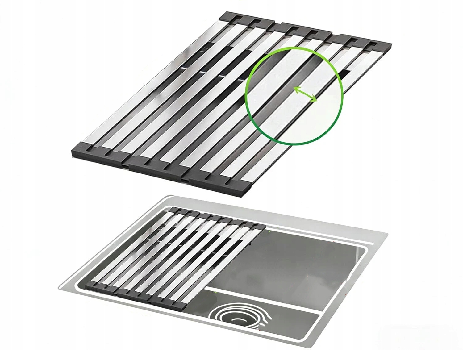 Stojan na dřez z nerezová ocel 304, silikonové kryty