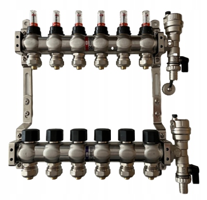 Rozdzielacz 9 ogrzewania podłogowego DO PODŁOGÓWKI ze STALI SZLACHETNEJ